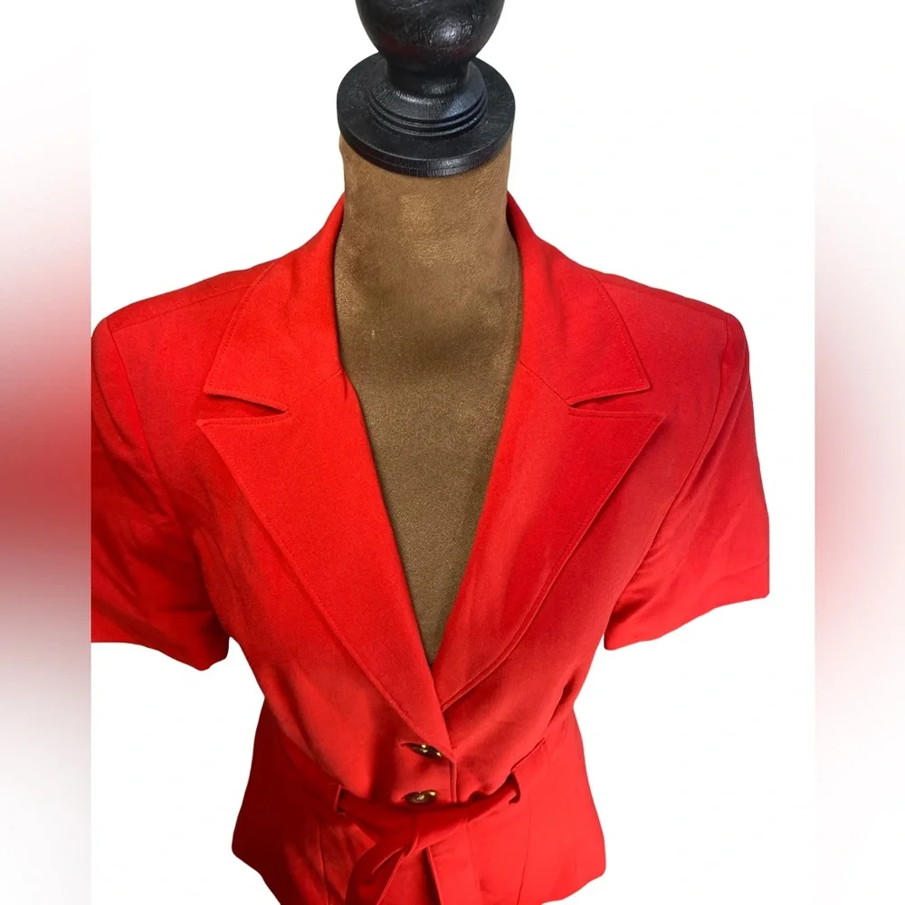 Signature by Larry Levine Belted Short Sleeve Business Jacket‎ Blazer Size 4